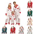 thumbnail image 1 of HNMKIU Family Matching Silk Like Pajamas Long Sleeve Sleepwear Outfit For Parents Kids Holiday Christmas Nightwear Comfortable Set, 1 of 8