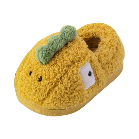 HNMKIU Fashion Cute Autumn and Winter Boys and Girls Slippers Flat Bottom Lightweight Soft and Comfortable Warm Solid Color Cartoon Animal Cute Slippers Yellow-b,6-7 Years