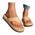thumbnail image 1 of HNMKIU Fashion Platform Slide Sandals Summer Casual Comfort Toe Post Beach Slippers Women Soft Sole Outdoor Indoor Shoes Womens Flip Flops Beige,8.5, 1 of 8