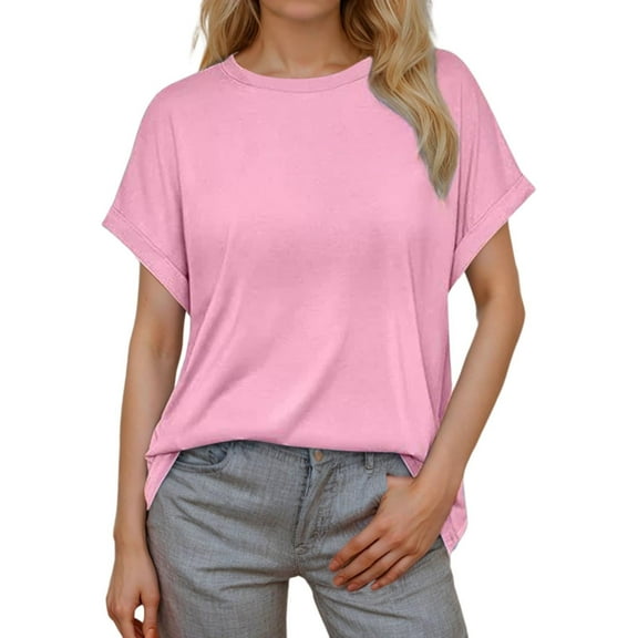 HNMKIU Fashion Pullover Sweaters for Women Soft Knit Top Long Sleeve Casual Crewneck Irregular Design Cozy Winter for Women Pink,L