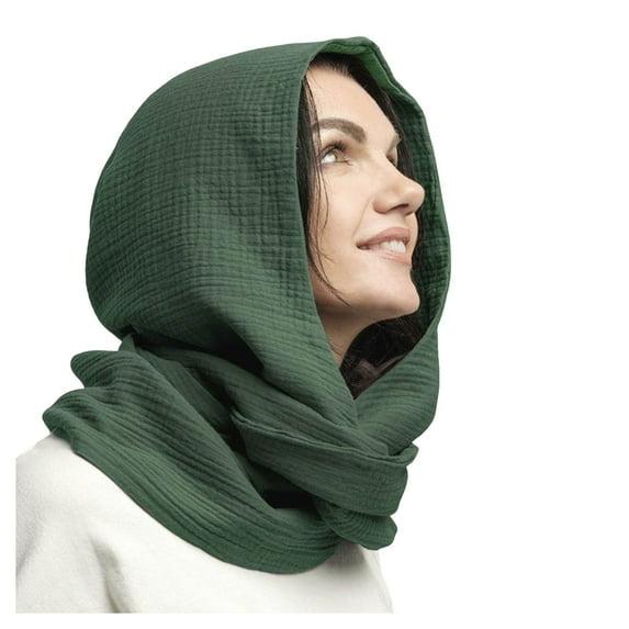 HNMKIU Fashion Warm Scarf with Attached Hood and Neck Warmer for Autumn Winter Cold Weather Z9171-Green,One Size