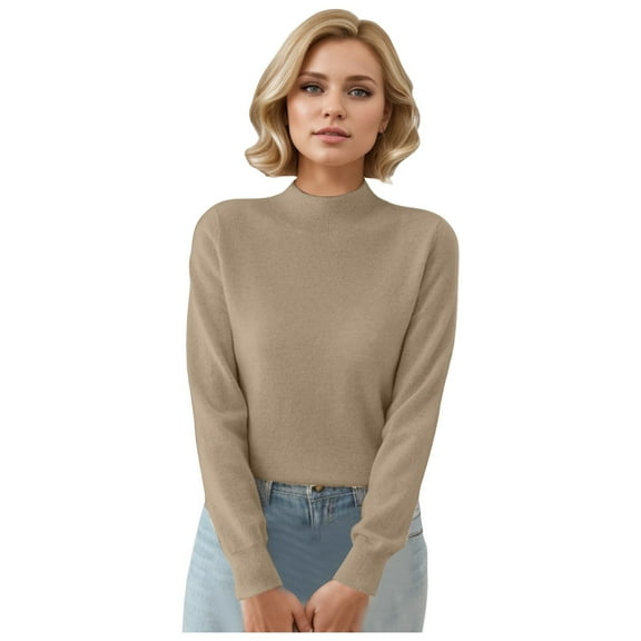 HNMKIU Fashion Women Solid Sweaters for Women Top Bow Buttons Long Sleeve Knitted Casual Warm Elegant Round Neck for Women Khaki-2,XXL