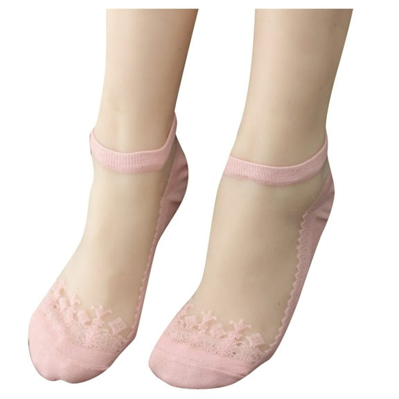 HNMKIU Fashionable Lace Ankle Socks for Women Breathable Everyday Comfort with Elegant Design Pink,One Size