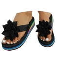 thumbnail image 1 of HNMKIU Flip Flops for Women Bohemian Thick Sole Heel Toe Post Floral Details Summer Relaxation Casual Beach Wear Slippers for Women Outdoor Z01_Black,8.5, 1 of 8