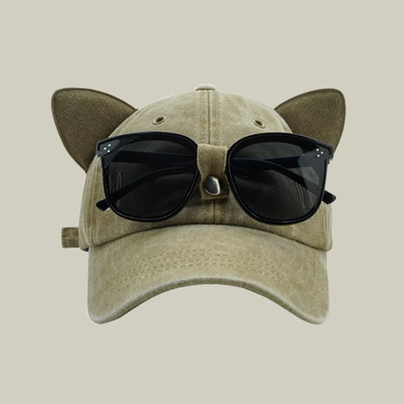 HNMKIU Fashionable Streetwear Baseball Cap for Men Hop Peaked Hat with Personality Sunglasses Design Khaki,One Size