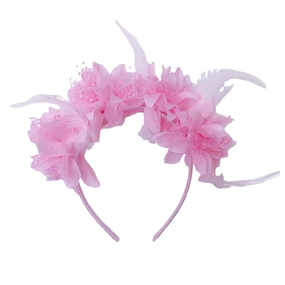 HNMKIU Feather Headband for Parties Festivals Stage Performances Celebrations Hair Accessories Head Wraps for Women and Girls 1016-Pink-f,One Size