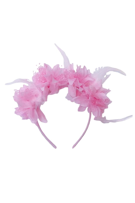 Feather Headband for Parties Festivals Stage Performances Celebrations Hair Accessories Head Wraps for Women and Girls 1016-Pink-f,One Size