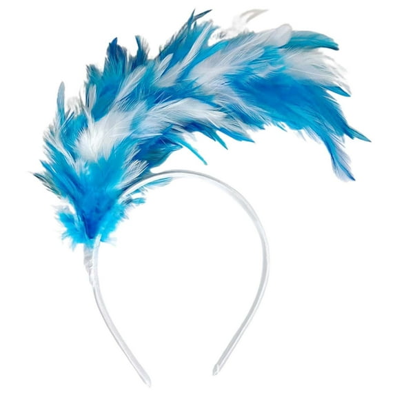HNMKIU Feather Scarf Headband for Party and Carnival Celebration Hair Accessory Light Blue,One Size