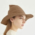 thumbnail image 1 of HNMKIU Foldable Knit Witch Hat Pointed Accessory for Party Khaki,M, 1 of 4