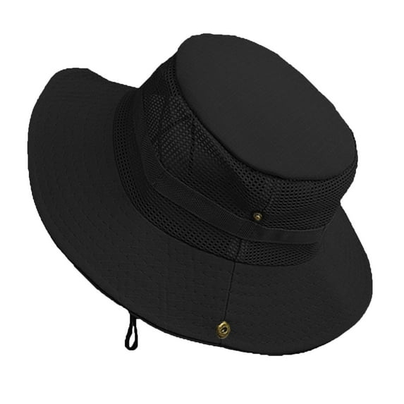 HNMKIU Foldable Sun Hat with Wide Brim and Breathable Mesh for Outdoor Fishing Hiking Travel Summer Activities Black,One Size