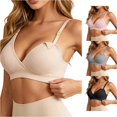 thumbnail image 1 of HNMKIU Front Closure Nursing Bra Wireless Maternity Plus Size Breastfeeding Underwear Comfort Daily Wear Khaki - XXL, 1 of 5