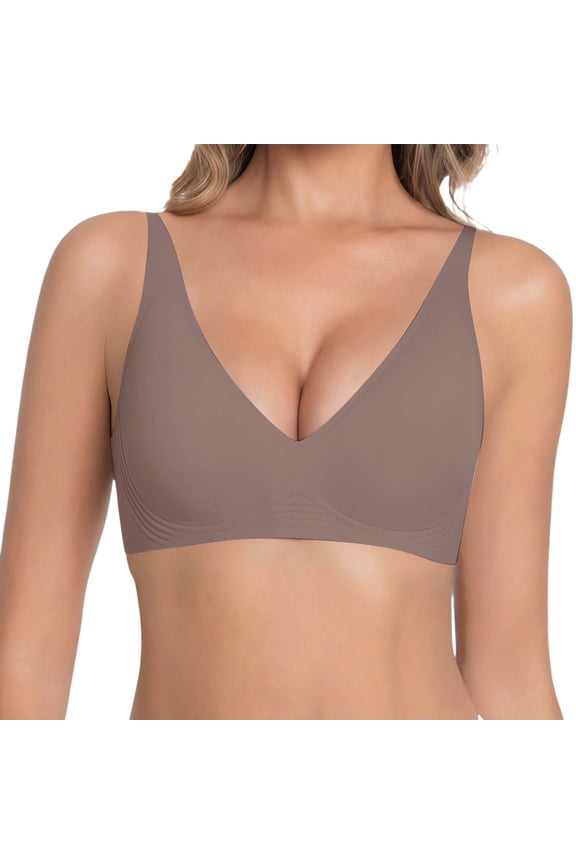 Full Coverage Wireless Bra Seamless Soft Bonded Padding Gentle Lift Smooth Friendly Breathable Supportive For Daily Life Grey-a,S