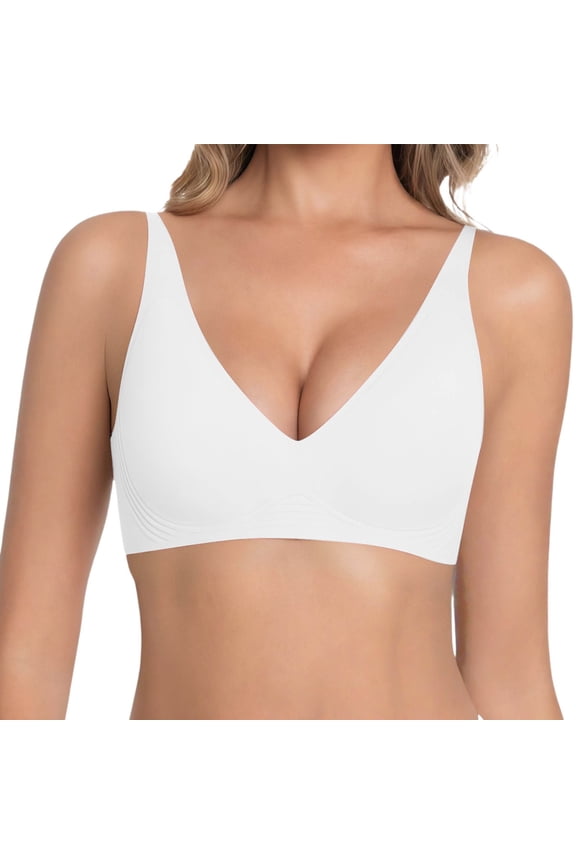 Full Coverage Wireless Bra Seamless Soft Bonded Padding Gentle Lift Smooth Friendly Breathable Supportive For Daily Life White-a,M