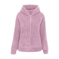 thumbnail image 1 of HNMKIU Full Zip Hooded Sweatshirt with Front Pockets Soft Warm Winter Pullover Casual Comfort Outerwear Zip Up Hoodie Light Pink,L, 1 of 5