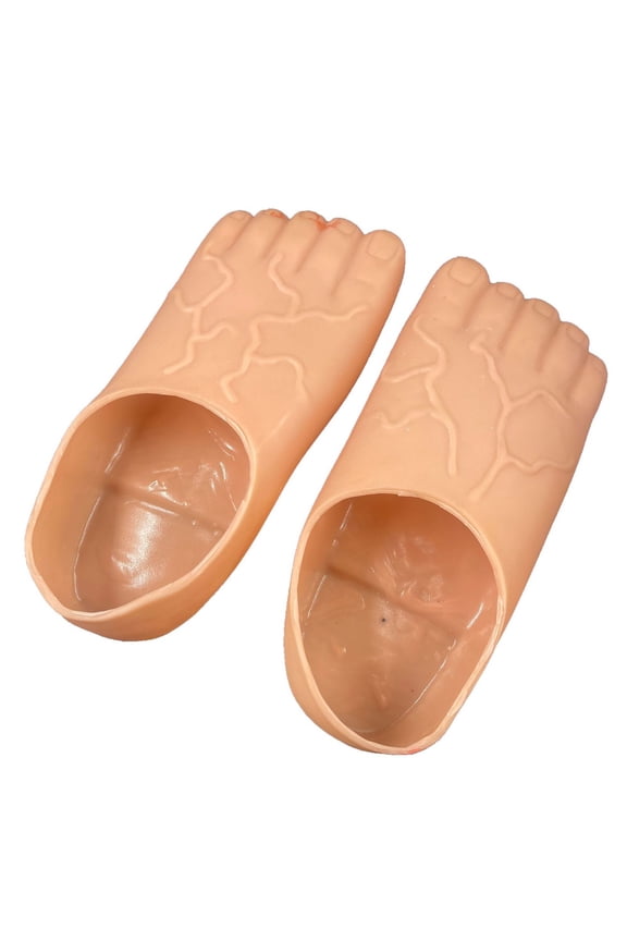 Funny Barefoot Shoes Foot Toe Slippers for Men and Women Prank Novelty Slipper Shoe Covers Gag Toy for Indoor ZZ01_Beige,8.5