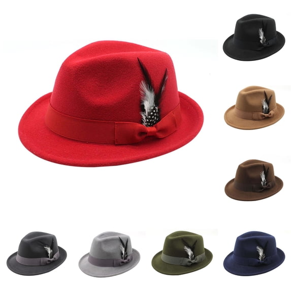 HNMKIU German Hat Traditional Fedora With For Oktoberfest Parties Outdoor Events Bucket Hats Red,One Size