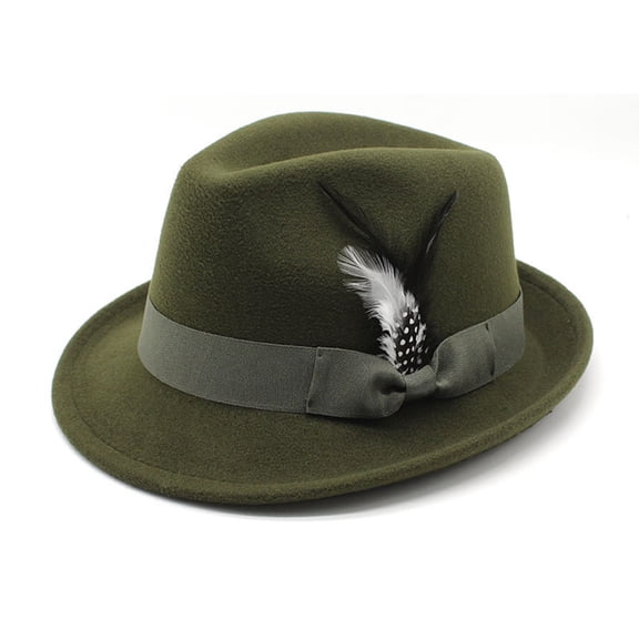 HNMKIU German Oktoberfest Hat Traditional Feather Fedora For Parties And Outdoor Events Army Green,One Size