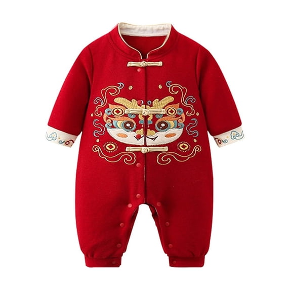 HNMKIU Girls Bodysuits for Girls Long Sleeve Romper Pullover Sweatshirt Bodysuits—Soft Everyday Comfort and Easy Changes Red,6-12 Months