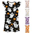 thumbnail image 1 of HNMKIU Girls Flutter Sleeve Nightgown Summer Casual Halloween Print Dress Cute Toddler Party, 1 of 5