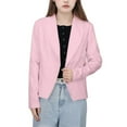 thumbnail image 1 of HNMKIU Girls Formal Jacket Solid Color Lapel Suit Open Front Long Sleeve Girls Coat for Kids Size 5-14 Years Pink,6-7 Years, 1 of 9