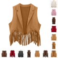 thumbnail image 1 of HNMKIU Kids Unisex Western Cowgirl Cowboy Fringe Vest, Open Front Sleeveless Tassel Waistcoat, Children Halloween Cosplay, Rodeo Party & Stage Performance Khaki-6,9-10 Years, 1 of 4