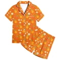 thumbnail image 1 of HNMKIU Girls Fruit Print Pajama Set Short Sleeve Loose Fit Homewear Nightwear For Toddler Kids Comfortable Machine Washable Casual Outfits Orange,4-5 Years, 1 of 4