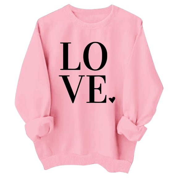 HNMKIU Girls Hoodies & Sweatshirts | Valentines Day Heart Graphic Sweatshirts for Kids - Long Sleeve Crew Neck Holiday Tops for Girls Pink,6-7 Years