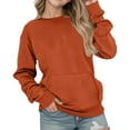 thumbnail image 1 of HNMKIU Girls Hoodless Casual Long Sleeve Pullover Sweatshirt with Pocket Drop Shoulder Cute Loose Fit Top for Teen Girls Z01_Orange,7-8 Years, 1 of 5