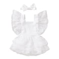 thumbnail image 1 of HNMKIU Girls Lace Romper for Daily Wear Soft Bodysuit with Delicate Floral Design for and Toddlers in Spring Summer White,6-12M, 1 of 9
