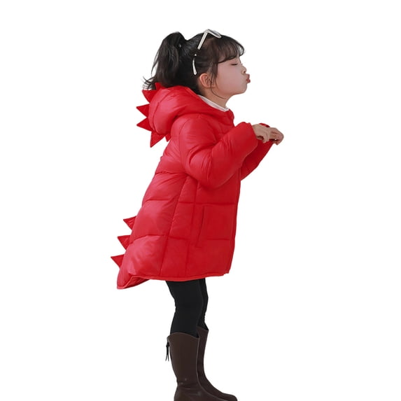 HNMKIU Girls Lightweight Down Jacket Winter Cartoon Short Coats Girls Fall Jacket for Kids Warm Thin Quilted Outerwear with Prints Red,7-8 Years