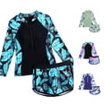 thumbnail image 1 of HNMKIU Girls Long Sleeve Rash Guard Swimsuit with Shorts Sun Kids Pool Beach Summer Water Play Two Piece Zip Crew Neck Navy,7-8 Years, 1 of 6