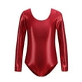 thumbnail image 1 of HNMKIU Girls Long Sleeved Gymnastics Leotards Shiny Dance Leotard Ballet Leotard Classic Ballet Yoga Leotard Bodysuit Gymnastics Suit for Girls Red,3-4 Years, 1 of 2