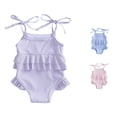 thumbnail image 1 of HNMKIU Girls One Piece Swimsuits Girls Floral Lace Swimsuit Cute Breathable Lightweight Swimwear Toddlers Kids Purple,3-6 Months, 1 of 4