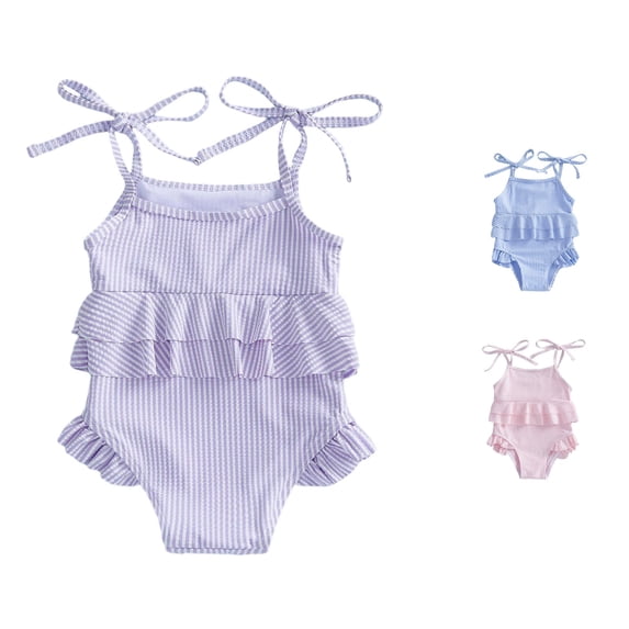 HNMKIU Girls One Piece Swimsuits Girls Floral Lace Swimsuit Cute Breathable Lightweight Swimwear Toddlers Kids Purple,3-6 Months