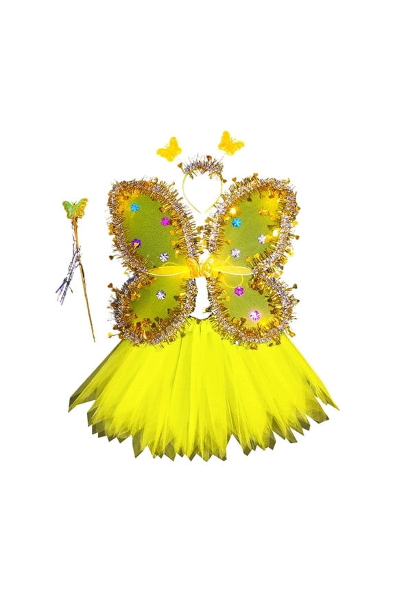 Girls Performance Tutu Dress With For Play Pretend Party And Stage Wear Yellow,4-11 Years