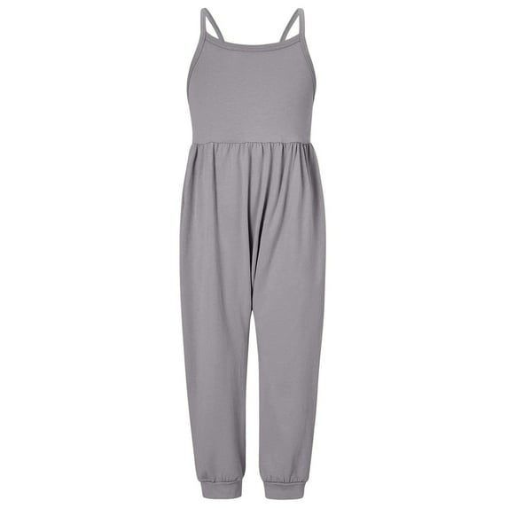 HNMKIU Girls Romper & Jumpsuit — Playful Solid Strapless Jumpsuit for Toddlers and Kids Backless Playsuit Summer Outfit Easy-On Clothing Grey,1 Year