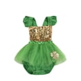 thumbnail image 1 of HNMKIU Girls Romper&Jumpsuit for Little Girls - Patchwork Sleeveless Bodysuit Outfit St Patrick's Day Casual A,18-24 Months, 1 of 7