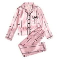 thumbnail image 1 of HNMKIU Girls Satin Pajamas Set Silk Nightwear Button Down Sleepwear Pajamas for Girls for Teen Kid Pink,9 Years, 1 of 7