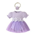 thumbnail image 1 of HNMKIU Girls Short Sleeve Rompers Ribbed Floral Romper Bodysuits Dress for Girls m-Purple,0-3 Months, 1 of 7