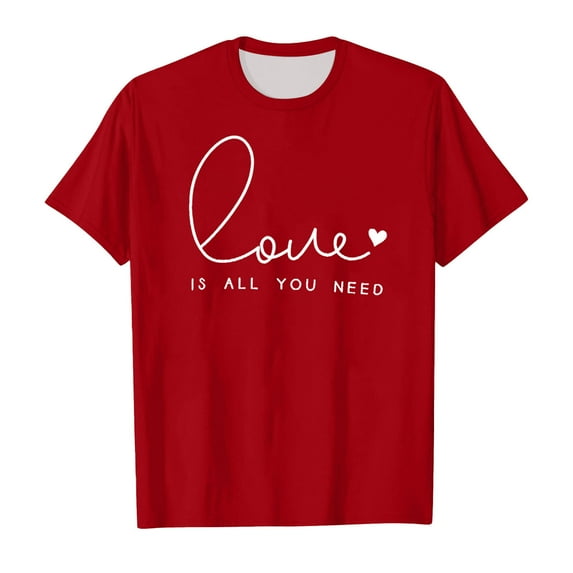 HNMKIU Girls Tops Tiered Valentine Tee for Toddlers and Kids – Short Sleeve Letter Print Shirt for Girls and Boys Red,8-9 Years