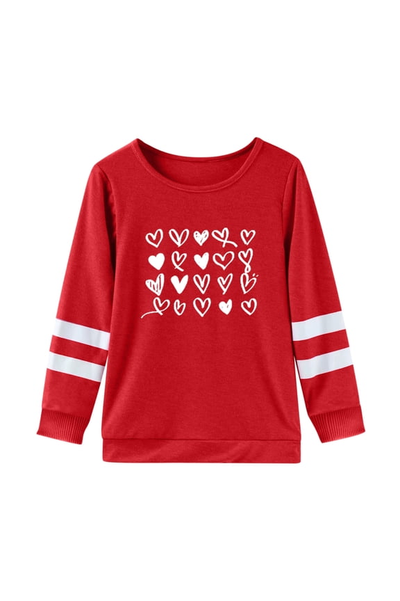 Valentine's Day T shirts Tops Girls Long Sleeve Crew Neck Tunic Top for Children Soft Casual Everyday Wear F,3-4 Years