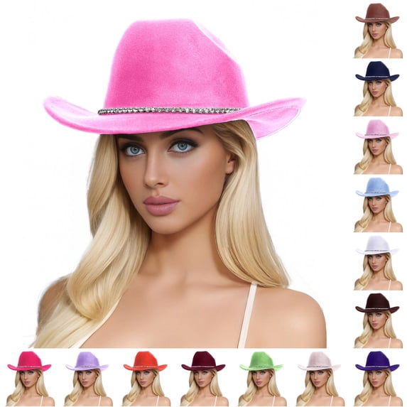 HNMKIU Glitter Silver Black Cowboy Hats For Women Western Sparkly Rhinestone Party Sun Hat Watermelon Red,One Size