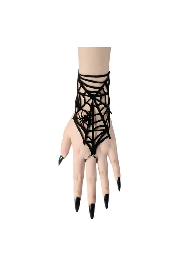 Gothic Style Festival Carnival Party Finger Chain Bracelet Accessory for Women and Men Black,One Size