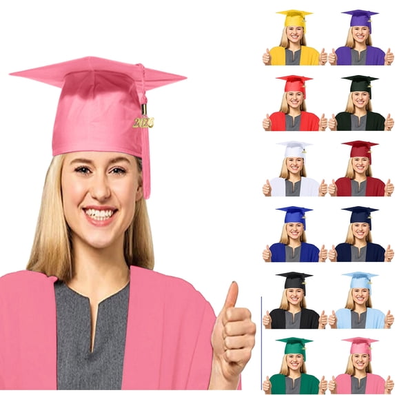 HNMKIU 2026 Unisex Adult Graduation Cap Traditional University School Graduation Hat with Tassel for Ceremony Party Pink,One Size