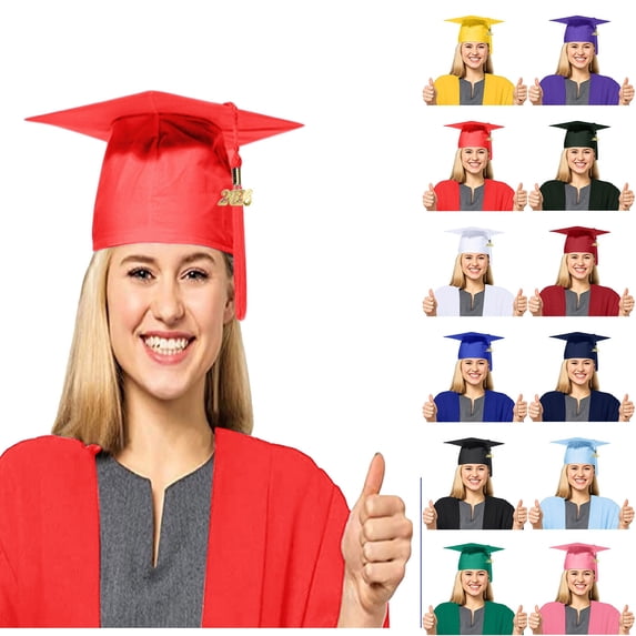 HNMKIU Graduation Cap Unisex Adult Commencement Hat For College Red,One Size
