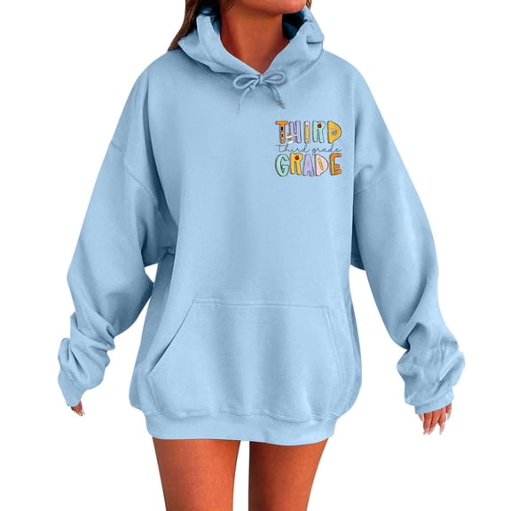 HNMKIU Graphic Sweatshirts for Women Casual Winter Hoodies Printed Pullover for School Season Stylish and Comfortable for Everyday 06_Blue,L