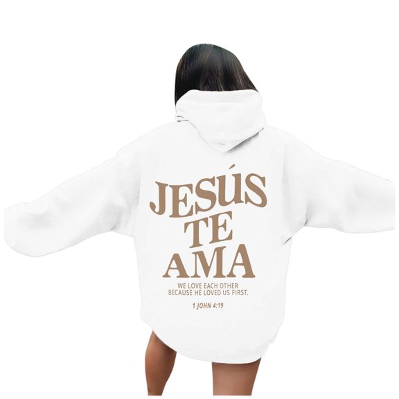 HNMKIU Graphic Sweatshirts for Women Women's Letter Print Hoodies Long Sleeve with Pockets for Beach Surf and Summer Style 02_White,L