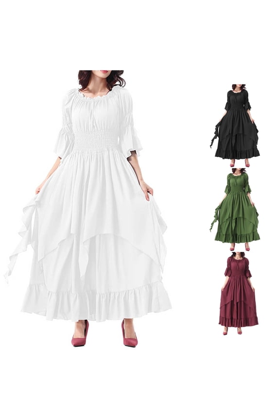 Halloween Clothes Elegant Gothic Lace Halloween Gown Dress For Women Fancy Party White,XXL
