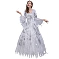 thumbnail image 1 of HNMKIU Halloween Clothes Elegant Gothic Lace Long Dress Halloween Gown Formal Party Attire Grey,L, 1 of 9