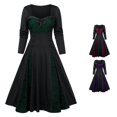 thumbnail image 1 of HNMKIU Halloween Clothes Elegant Lace Dress For Halloween Party With Long Sleeves And Flowing Skirt Green,XXXXXL, 1 of 4
